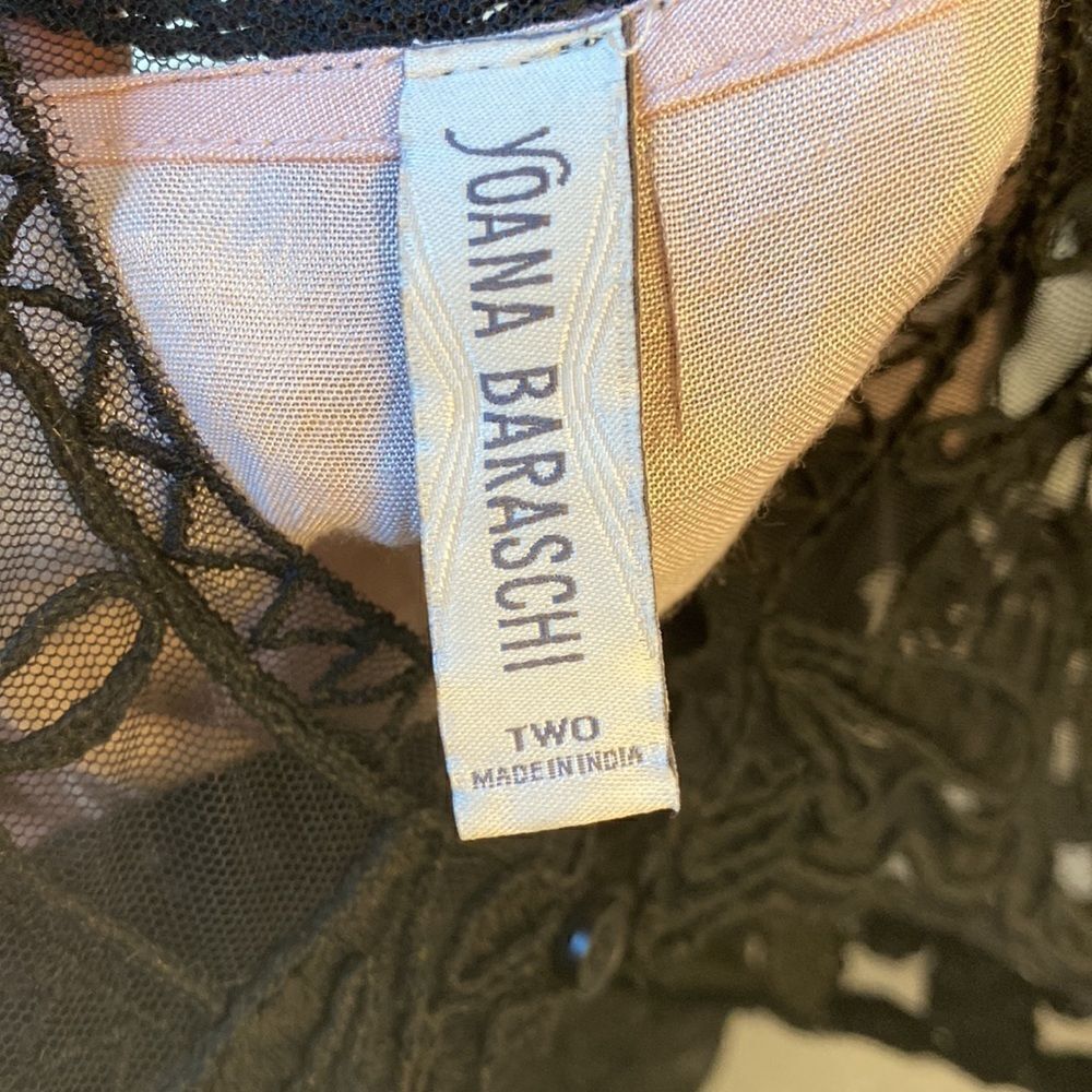 Anthropologie Yoana Barashi Lace Embroidered black Dress 4P short sleeveless 2 - Picture 12 of 12